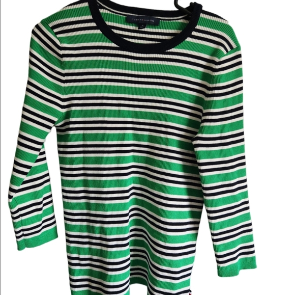 Tommy Hilfiger Green, White, and Black Striped Sweater - Picture 1 of 5